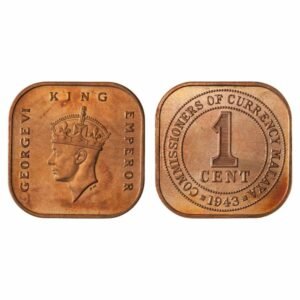 1943 King George VI Malaya Malaysia 1 Cent Coin
