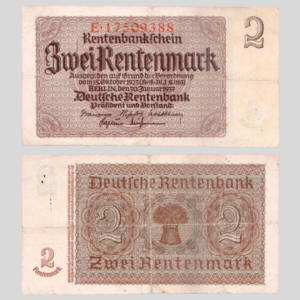 2 Rentenmark Rentenbank Germany Banknote 1937