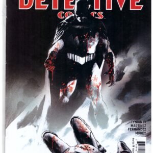 Detective Comics  (2017), featuring a dark, blood-splattered illustration of Batman.