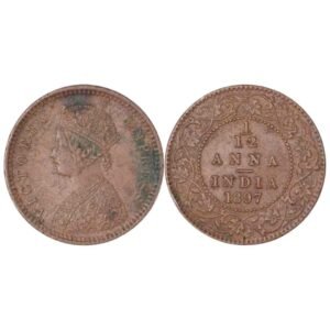 Copper One Twelfth Anna Coin of Victoria Empress of Calcutta India of 1897.