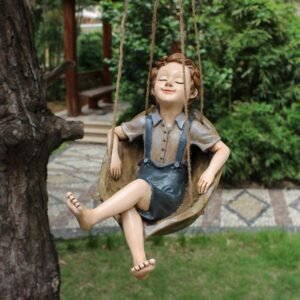 20cm Forest Spirit Walnut Swing Boy Pendant Garden Courtyard Decoration