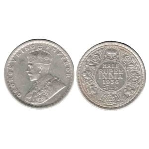 Half Rupees India 1936 George v UNC Condition Coin SILVER