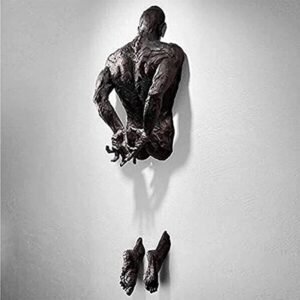 3D Through Wall Figure Sculpture Resin Electroplating Imitation Living Room Decor Mini