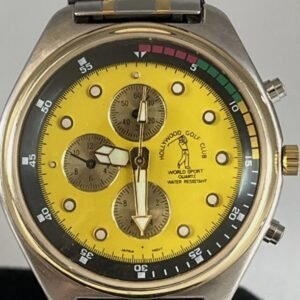 Mens-Silver-Gold-Tone-Customized-Hollywood-Golf-Club-Wristwatch