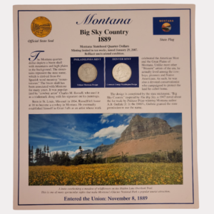 Montana Big Sky Country 1889 With Montana Statehood Quarter-Dollars Coins 2007 & State Stamps