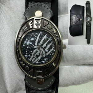Motor Bike Boy  Ash Leather Stripes Watch