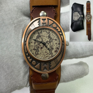 Motor Bike Boy  Brown Leather Stripes Watch