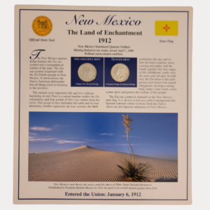 New Mexico The Land of Enchantment 1912 With New Mexico Statehood Quarter-Dollars Coins 2008 & State Stamps