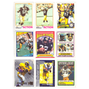 NFL Football Card Collection #19 (9 Cards) Jack Lambert, Terry Bradshaw, Hines Ward, Franco Harris & Larry Brown etc.