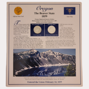 Oregon The Beaver State 1859 With Oregon Statehood Quarter-Dollars Coins 2005 & State Stamps