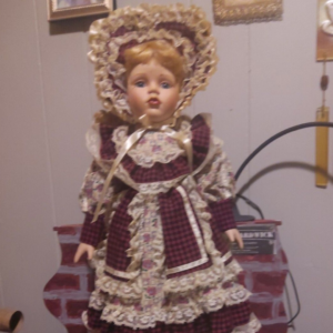 Porcelain Standing 21 in Tall Girl with Bonnett