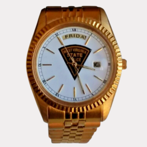 RARE Men's Gold Tone Day Date Official West Virginia State Police Estate Watch