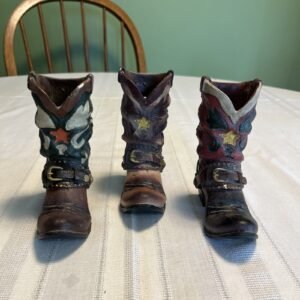 Set Of 3 Cowboy Boot Wall Hangings Each 4.5 Inches Tall