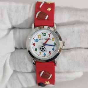 Solo Time USA Sport Theme Red Silicone Stripes Kids Wristwatch