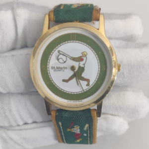 Vintage St.Martin Baseball Theme Stainless Back Hong Kong Movement Wristwatch