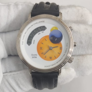 The Third Millennium Challenge Stainless Steel Back Leather Stripes Wristwatch