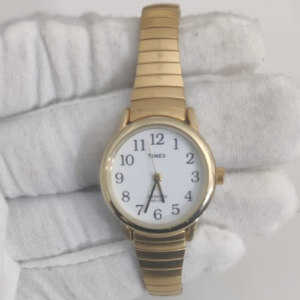 Timex MM Stainless Steel Back Gold Tone Ladies Wristwatch Bracelet