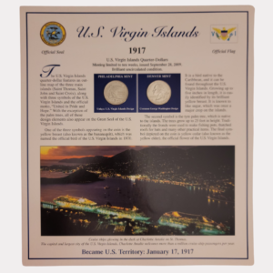 U.S. Virgin Islands 1917 With U.S. Virgin Islands Quarter-Dollars Coins 2009 & State Stamps