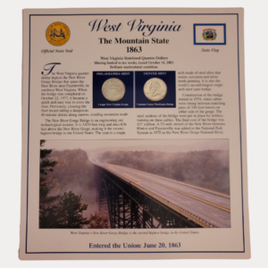 West Virginia The Mountain State 1863 With West Virginia Statehood Quarter-Dollars Coins 2005 & State Stamps