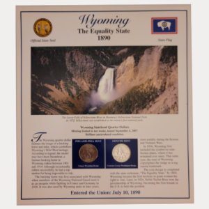 Wyoming The Equality State 1890 With Wyoming Statehood Quarter-Dollars Coins 2007 & State Stamps