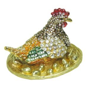 Hophen Hen Hatching Eggs Bejeweled Trinket Jewelry Box