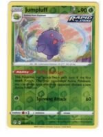 Jumpluff card from the Sword & Shield: Evolving Skies expansion set.It is identified as card 004/203  Reverse Holo variant,