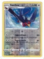 Swellow card from the Pokémon Sword & Shield—Vivid Voltage expansion.