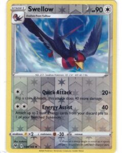 Swellow card from the Pokémon Sword & Shield—Vivid Voltage expansion.