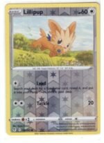 Lillipup card from the Pokémon TCG set Evolving Skies.It is numbered 133/203 and features a reverse holographic pattern.