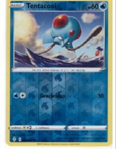 Tentacool card from the Evolving Skies expansion.It is a Reverse Holo