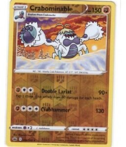 Crabominable card from the Pokémon TCG: Chilling Reign expansion, specifically card number 085/198. Reverse Holo version,