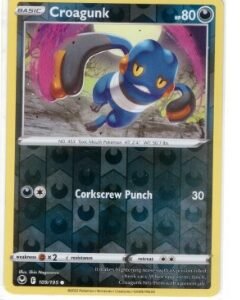 Croagunk card from the Silver Tempest set.It is identified as card number 109/195.Reverse Holo version.