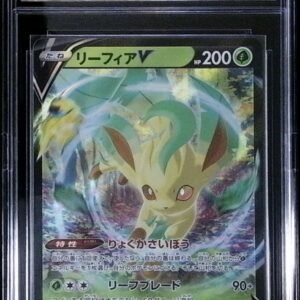 Japanese Leafeon V trading card from the Eevee Heroes set (S6a).