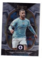 This trading card is a 2022-23 Panini Select Premier League Kyle Walker card (#65) featuring him in a Manchester City kit.