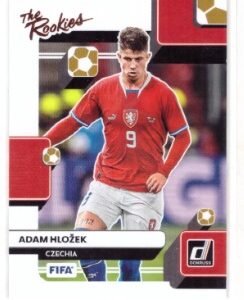2022-23 Panini Donruss "The Rookies" soccer trading card featuring Adam Hložek of Czechia.