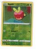 Applin card from the Pokémon TCG: Sword & Shield—Evolving Skies expansion.Reverse Holofoil version.