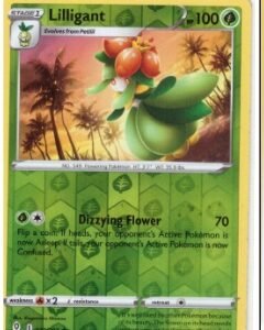 Lilligant card (number 10/203) from the Pokémon TCG: Sword & Shield - Evolving Skies expansion.It is a Reverse Holo version