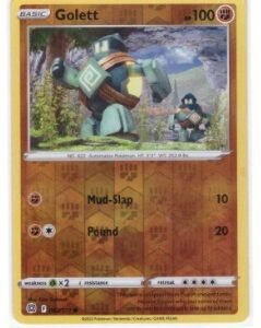 Golett card (082/172) from the Pokémon TCG: Brilliant Stars expansion.It is a reverse holofoil version