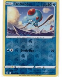 Tentacool Reverse Holo card from the Pokémon TCG: Sword & Shield—Evolving Skies expansion.The card is numbered 026/203 Reverse Holofoil version.