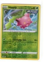 Hoppip card from the Pokémon Trading Card Game.It is part of the Sword & Shield—Evolving Reverse Holo version Skies expansion set.
