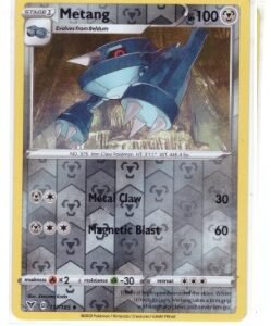 Metang card from the Vivid Voltage expansion set.It is numbered 117/185 and is a Reverse Holo variant.