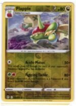 Flapple card from the Pokémon TCG: Sword & Shield—Evolving Skies expansion.It is numbered 120/203 and features a Reverse Holo foil pattern.The card is a Rare rarity tier