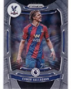 This card is a 2021-22 Panini Prizm Premier League card featuring Conor Gallagher during his time at Crystal Palace.