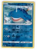 Wailmer card (#37/195) from the Sword & Shield—Silver Tempest expansion.It is a Reverse Holo version,
