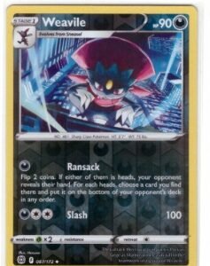 Weavile Pokémon card from the Brilliant Stars set.It is identified by the number 087/172