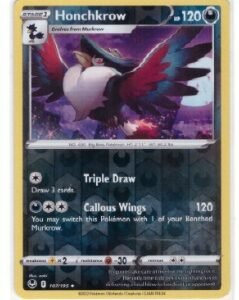 Honchkrow card from the Silver Tempest expansion set. Reverse Holo