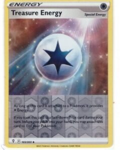 Treasure Energy (165/203) card from the Pokémon TCG: Evolving Skies expansio reverse holographic