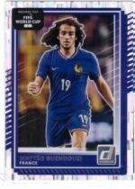 Panini Donruss Road to FIFA World Cup soccer card featuring French midfielder Matteo Guendouzi.