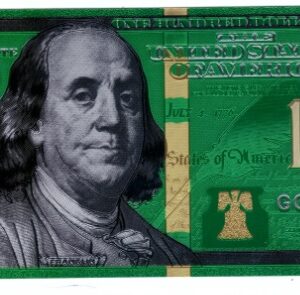 U.S. 100 dollar bill gold foil or similar metallic material.