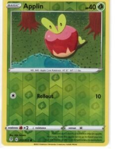 Applin (Reverse Holo) card from the Pokémon TCG: Sword & Shield - Evolving Skies expansion, numbered 17/203.The reverse holo version